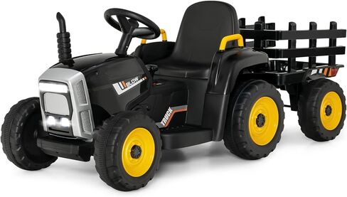 GLACER Kids Ride on Tractor with Trailer, 12V Battery Powered Electric Car w/Remote Control, 3-Gear-Shift, LED Lights, Music & USB, Ride on Toy Ground Loader (Green) in Saudi Arabia