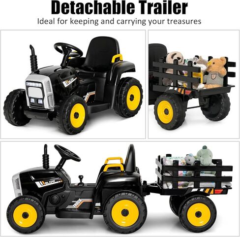 GLACER Kids Ride on Tractor with Trailer, 12V Battery Powered Electric Car w/Remote Control, 3-Gear-Shift, LED Lights, Music & USB, Ride on Toy Ground Loader (Green) in Saudi Arabia