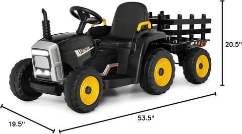 GLACER Kids Ride on Tractor with Trailer, 12V Battery Powered Electric Car w/Remote Control, 3-Gear-Shift, LED Lights, Music & USB, Ride on Toy Ground Loader (Green) in Saudi Arabia