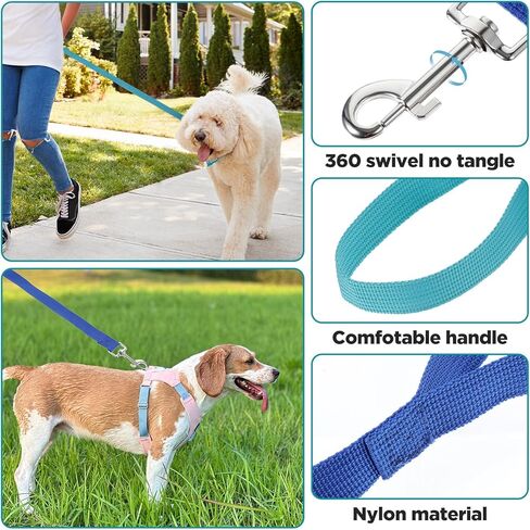 12-Pack Nylon Dog Training Leash Set, 5 ft Leashes in 12 Colors for Puppy Training, Play, Camping, and Backyard Use (Colorful) in Kuwait