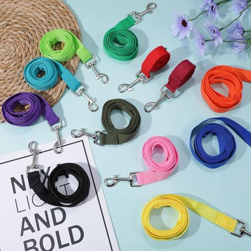 12-Pack Nylon Dog Training Leash Set, 5 ft Leashes in 12 Colors for Puppy Training, Play, Camping, and Backyard Use (Colorful) in Kuwait