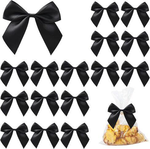 50pcs أقواس وردية صغيرة لالتفاف الهدايا ، قوس شريط الساتان الوردي 2.5 بوصة ، أقواس تويست ذات اللون الوردي الفاتح مع شريط مزدوج على الوجهين للأكياس المعالجة للأقواس المظهرة لزخارف زفاف استحمام الطفل in Kuwait