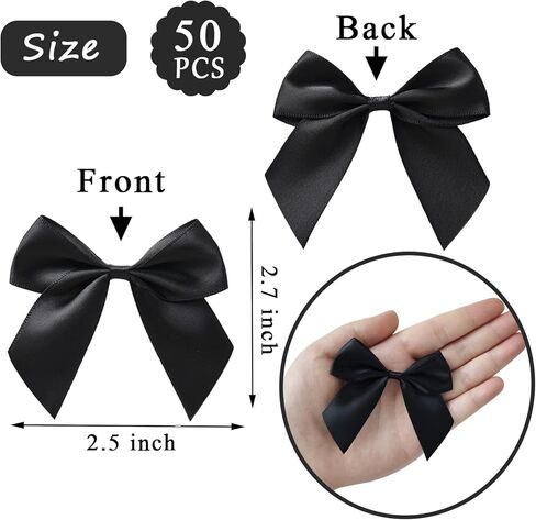 50pcs أقواس وردية صغيرة لالتفاف الهدايا ، قوس شريط الساتان الوردي 2.5 بوصة ، أقواس تويست ذات اللون الوردي الفاتح مع شريط مزدوج على الوجهين للأكياس المعالجة للأقواس المظهرة لزخارف زفاف استحمام الطفل in Kuwait