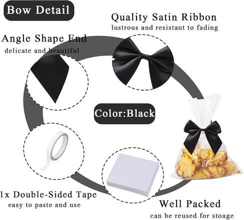 50pcs أقواس وردية صغيرة لالتفاف الهدايا ، قوس شريط الساتان الوردي 2.5 بوصة ، أقواس تويست ذات اللون الوردي الفاتح مع شريط مزدوج على الوجهين للأكياس المعالجة للأقواس المظهرة لزخارف زفاف استحمام الطفل in Kuwait