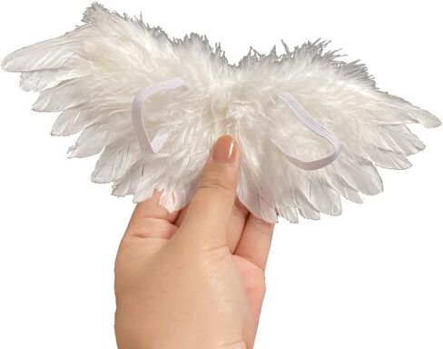 1 Pc White Mini Black and White Angel Feather Wings Doll Feather Wings Photography Props with Elastic Straps for DIY Crafts Clothes Sewing Decoration Supplies (White) in Saudi Arabia