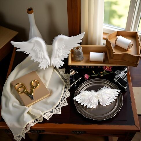 1 Pc White Mini Black and White Angel Feather Wings Doll Feather Wings Photography Props with Elastic Straps for DIY Crafts Clothes Sewing Decoration Supplies (White) in Saudi Arabia