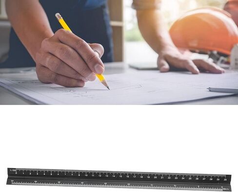 مقياس معدني ثلاثي ، 11.8 بوصة أداة قياس سبيكة الألومنيوم دقة لمهندسي المهندسين المعماريين وصياغة المهنيين الأسود in Saudi Arabia