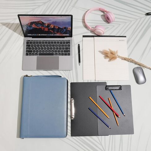 Wason A4 Portfolio with Zipper - Leather PU Padfolio with Detachable Ring Binder and Writing Notepad Holder, Conference File Multi-Pockets Organizer for Office Travel School (Purple) in Saudi Arabia