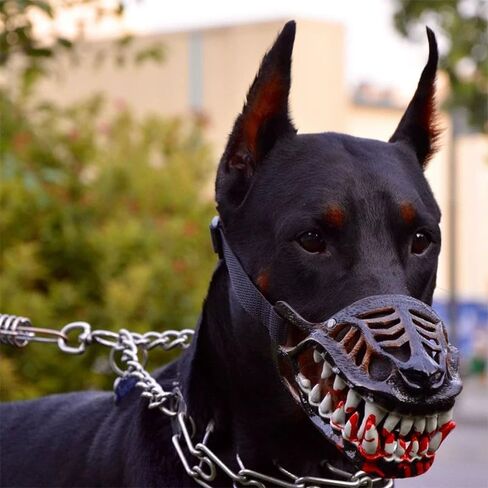Scary Dog Muzzle for Halloween - Latex Animal Costume Mask with Lifelike Teeth; Hilarious Pet Muzzle Accessory; Adjustable Breathable Face Cover in Saudi Arabia
