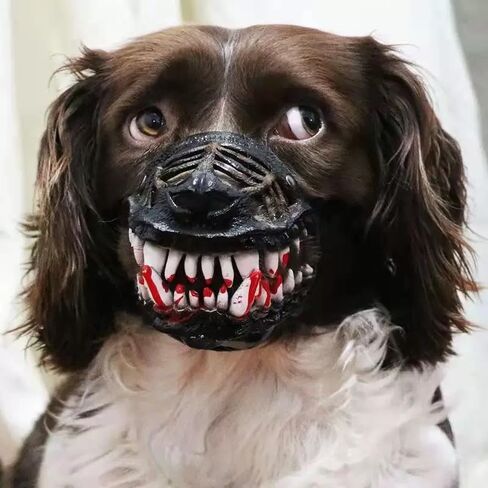 Scary Dog Muzzle for Halloween - Latex Animal Costume Mask with Lifelike Teeth; Hilarious Pet Muzzle Accessory; Adjustable Breathable Face Cover in Saudi Arabia