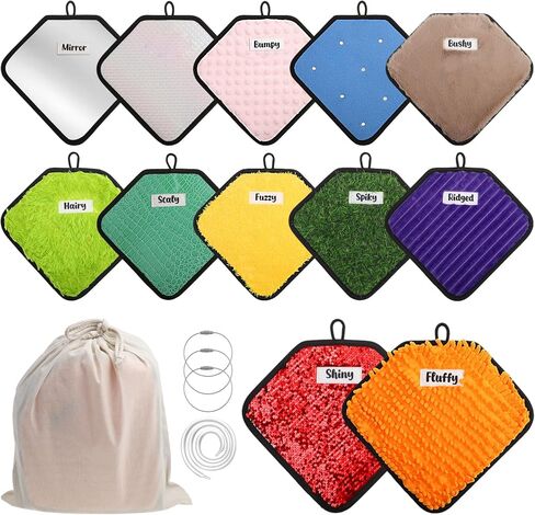 12 Labeled Sensory Mats, Assorted Textured Sensory Tiles Heart Shape Sensory Wall for Autistic Children, Early Sensory Exercise, Tactile Play, Fidgeting Activity (9 * 6 Inch) in Saudi Arabia