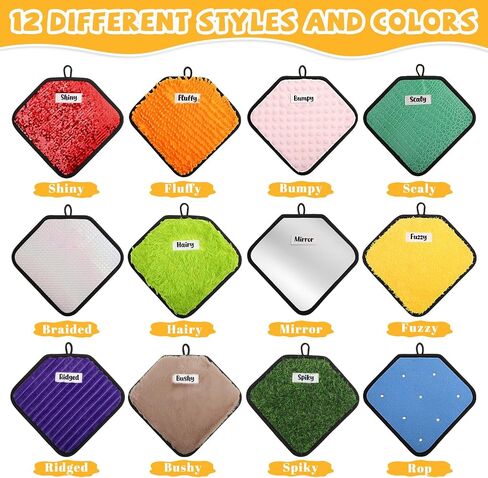 12 Labeled Sensory Mats, Assorted Textured Sensory Tiles Heart Shape Sensory Wall for Autistic Children, Early Sensory Exercise, Tactile Play, Fidgeting Activity (9 * 6 Inch) in Saudi Arabia
