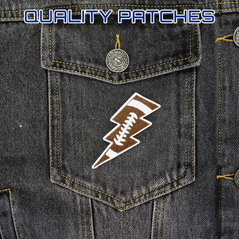 Football Iron On Patches, Sports Team Embroidered Appliques, Lightning Bolt Iron On Patches for Clothes, Clothing, Jackets, Backpacks, Vest, Jeans, Hats & Caps. in Saudi Arabia