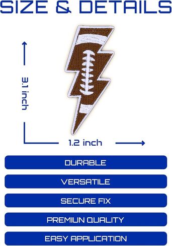 Football Iron On Patches, Sports Team Embroidered Appliques, Lightning Bolt Iron On Patches for Clothes, Clothing, Jackets, Backpacks, Vest, Jeans, Hats & Caps. in Saudi Arabia