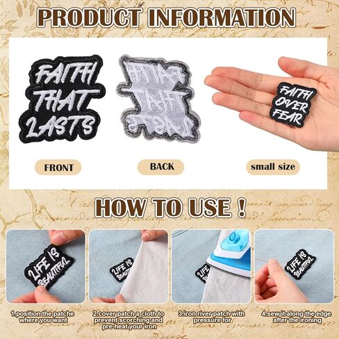 Lyrow 30 Pcs Christian Iron on Patches 2.76 Inch Bible Verse Embroidered Hat Patches Bulk Motivational Religious Sew on Applique for Clothes Jacket Backpacks DIY Accessories in Saudi Arabia
