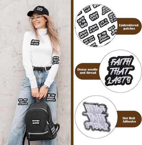 Lyrow 30 Pcs Christian Iron on Patches 2.76 Inch Bible Verse Embroidered Hat Patches Bulk Motivational Religious Sew on Applique for Clothes Jacket Backpacks DIY Accessories in Saudi Arabia