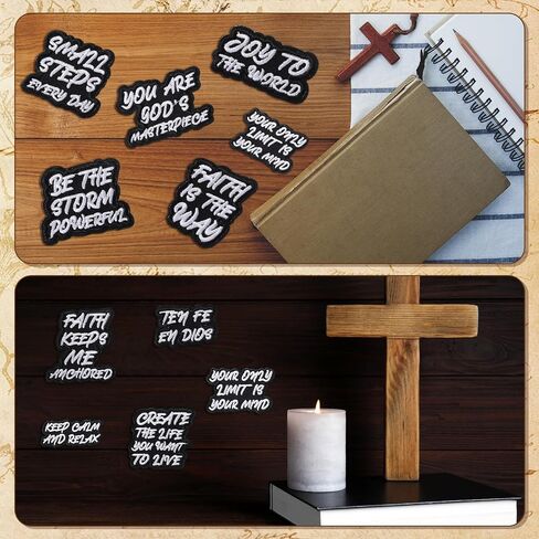 Lyrow 30 Pcs Christian Iron on Patches 2.76 Inch Bible Verse Embroidered Hat Patches Bulk Motivational Religious Sew on Applique for Clothes Jacket Backpacks DIY Accessories in Saudi Arabia