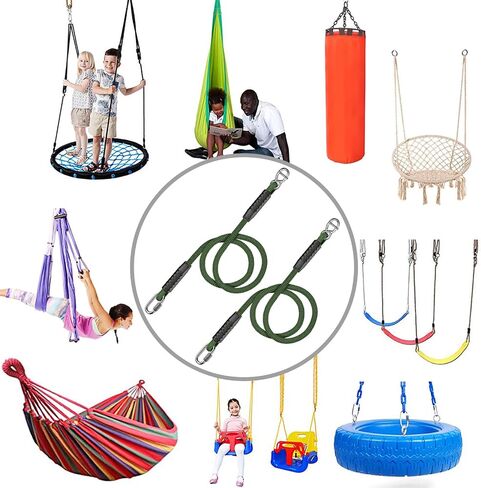 SELEWARE 10FT TREE TREE TREE SWAND ROPE LOPE LOPE LOPHING KIT TILL - FAST و EARY تثبيت لكرسي الأرجوحة ، أرجوحة الإطارات - ملحقات ملعب داخلي/خارجي - أخضر ، حزمة واحدة in Kuwait