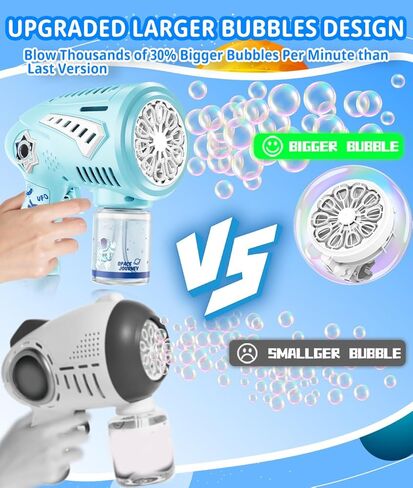 Bubble Gun-USB-C Machine قابلة لإعادة الشحن مع تصميم الفقاعات ذات الحجم الأكبر وضوء LED-Toys Gifts أفكار العمر 3-15 لصالح Boys Girls Party Fairst Easter in Kuwait