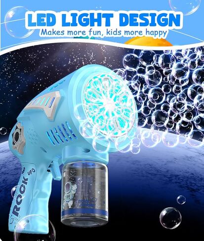 Bubble Gun-USB-C Machine قابلة لإعادة الشحن مع تصميم الفقاعات ذات الحجم الأكبر وضوء LED-Toys Gifts أفكار العمر 3-15 لصالح Boys Girls Party Fairst Easter in Kuwait