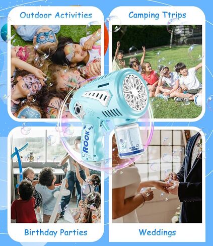Bubble Gun-USB-C Machine قابلة لإعادة الشحن مع تصميم الفقاعات ذات الحجم الأكبر وضوء LED-Toys Gifts أفكار العمر 3-15 لصالح Boys Girls Party Fairst Easter in Kuwait