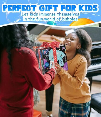Bubble Gun-USB-C Machine قابلة لإعادة الشحن مع تصميم الفقاعات ذات الحجم الأكبر وضوء LED-Toys Gifts أفكار العمر 3-15 لصالح Boys Girls Party Fairst Easter in Kuwait