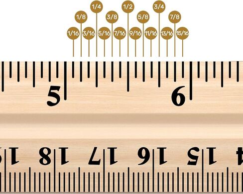 12 Pack Wooden Ruler 12 Inch (30cm) Bulk Wood Measuring Ruler Straight Metal Edge with 4 Holes for School Office Drafting Classroom Supplies, 2 Scale in Saudi Arabia