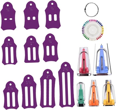Eringogo 1SET Bias Maker Maker مجموعة أدوات الخياطة للنسيج خياطة اللحف يشمل تحيز صانعي الشريط دبوس لؤلؤة لخياطة الخياطة الحرف اليدوية in Kuwait