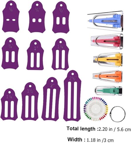 Eringogo 1SET Bias Maker Maker مجموعة أدوات الخياطة للنسيج خياطة اللحف يشمل تحيز صانعي الشريط دبوس لؤلؤة لخياطة الخياطة الحرف اليدوية in Kuwait