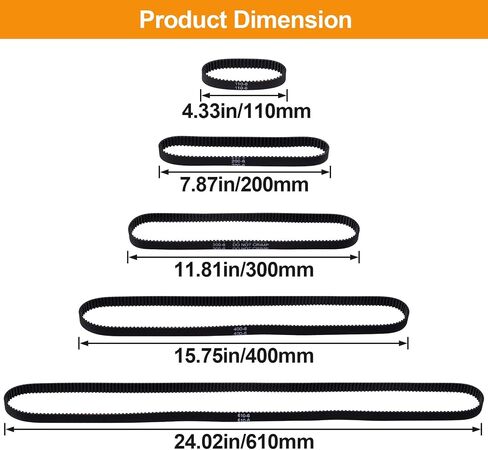 PAGOW 8pcs 3D Printer Timing Belt 2GT-6 Closed Loop Rubber Belt 110mm 112mm 122mm 158mm 200mm 280mm 300mm 400mm Width 6mm in Saudi Arabia