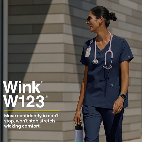 WonderWink W123 Women’s Stylized V-Neck Scrub Top — Charcoal Heather, X-Large in Saudi Arabia