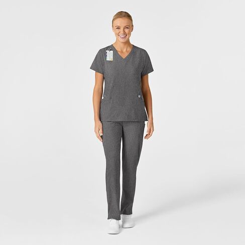 WonderWink W123 Women’s Stylized V-Neck Scrub Top — Charcoal Heather, X-Large in Saudi Arabia