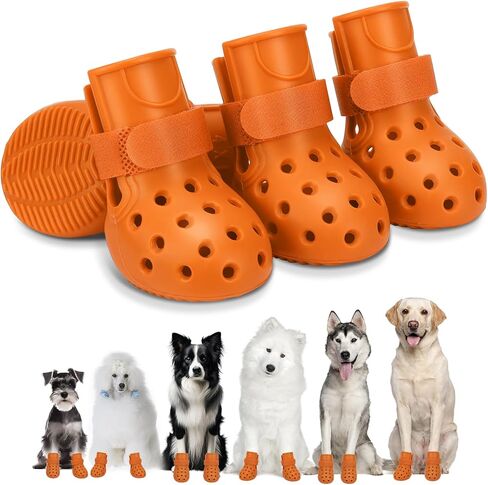 Dog Shoes Non-Slip Waterproof Sandals for Hot Pavement Winter, Breathable Perforated Boots (Red, Size 3: (1.77’’x1.57'')(L*W)(L)) in Kuwait