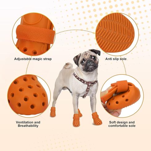 Dog Shoes Non-Slip Waterproof Sandals for Hot Pavement Winter, Breathable Perforated Boots (Red, Size 3: (1.77’’x1.57'')(L*W)(L)) in Kuwait