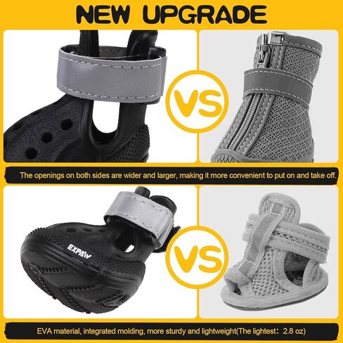 Dog Shoes for Hot Pavement - Non-Slip Summer Dog Booties for Small Medium Large Dogs, Reflective Pet Boots & Paw Protectors, Easy ON & Off, Waterproof and Easy-Clean for Beach Outdoor (Black, L) in Saudi Arabia