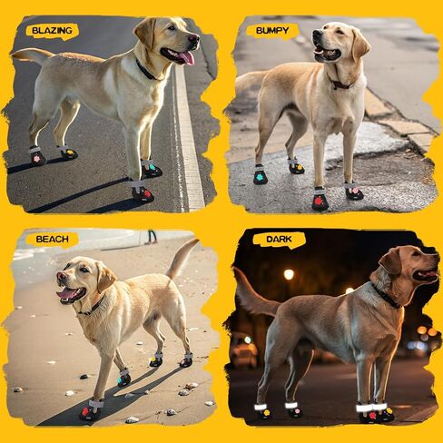 Dog Shoes for Hot Pavement - Non-Slip Summer Dog Booties for Small Medium Large Dogs, Reflective Pet Boots & Paw Protectors, Easy ON & Off, Waterproof and Easy-Clean for Beach Outdoor (Black, L) in Saudi Arabia