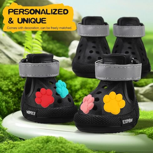 Dog Shoes for Hot Pavement - Non-Slip Summer Dog Booties for Small Medium Large Dogs, Reflective Pet Boots & Paw Protectors, Easy ON & Off, Waterproof and Easy-Clean for Beach Outdoor (Black, L) in Saudi Arabia