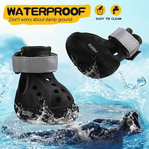Dog Shoes for Hot Pavement - Non-Slip Summer Dog Booties for Small Medium Large Dogs, Reflective Pet Boots & Paw Protectors, Easy ON & Off, Waterproof and Easy-Clean for Beach Outdoor (Black, L) in Saudi Arabia