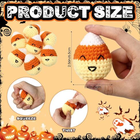 Silipull 10 PCS Devil Candy Corn Plush Halloween Decoration مصنوعة يدويًا كروشيه ذرة خدعة غير معلمة أو تعامل اللوازم in Kuwait