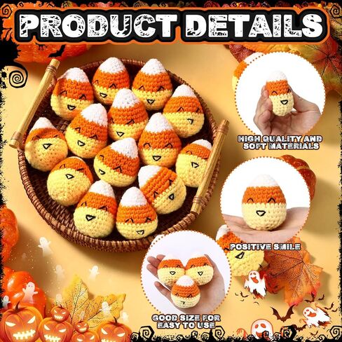 Silipull 10 PCS Devil Candy Corn Plush Halloween Decoration مصنوعة يدويًا كروشيه ذرة خدعة غير معلمة أو تعامل اللوازم in Kuwait