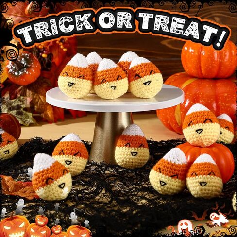 Silipull 10 PCS Devil Candy Corn Plush Halloween Decoration مصنوعة يدويًا كروشيه ذرة خدعة غير معلمة أو تعامل اللوازم in Kuwait