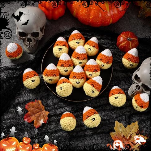 Silipull 10 PCS Devil Candy Corn Plush Halloween Decoration مصنوعة يدويًا كروشيه ذرة خدعة غير معلمة أو تعامل اللوازم in Kuwait