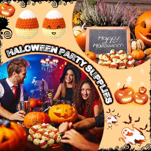 Silipull 10 PCS Devil Candy Corn Plush Halloween Decoration مصنوعة يدويًا كروشيه ذرة خدعة غير معلمة أو تعامل اللوازم in Kuwait