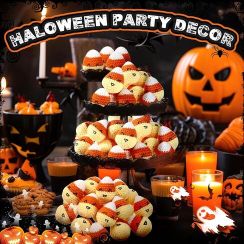 Silipull 10 PCS Devil Candy Corn Plush Halloween Decoration مصنوعة يدويًا كروشيه ذرة خدعة غير معلمة أو تعامل اللوازم in Kuwait