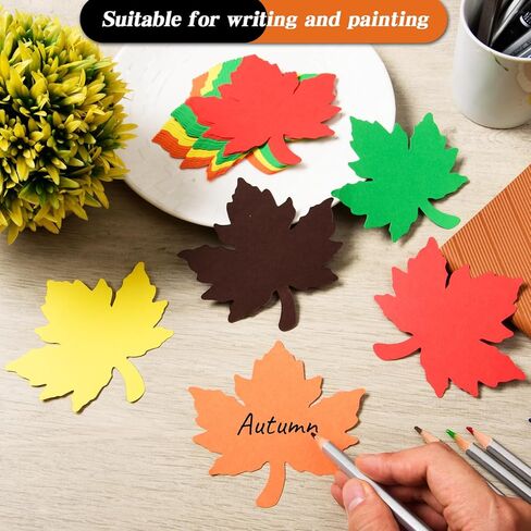 360 Pieces Maple Leaves Cutouts Fall Leaf Paper Cut Outs Assorted Colors Fall Leaves Die Cuts for Autumn Thanksgiving Classroom Bulletin Board Decor, Autumn Crafts in Saudi Arabia