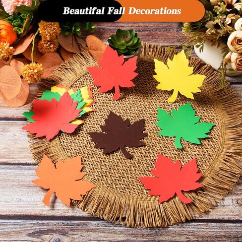 360 Pieces Maple Leaves Cutouts Fall Leaf Paper Cut Outs Assorted Colors Fall Leaves Die Cuts for Autumn Thanksgiving Classroom Bulletin Board Decor, Autumn Crafts in Saudi Arabia