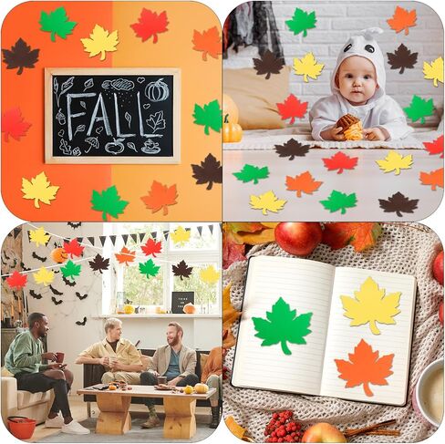 360 Pieces Maple Leaves Cutouts Fall Leaf Paper Cut Outs Assorted Colors Fall Leaves Die Cuts for Autumn Thanksgiving Classroom Bulletin Board Decor, Autumn Crafts in Saudi Arabia
