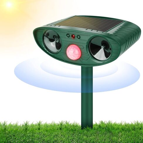 Ultrasonic Cat Deterrent,Solar Powered Deterrent with Motion Sensor and Flashing Lights Outdoor Solar Farm Garden Yard Device,Dogs,Cats,Birds in Kuwait