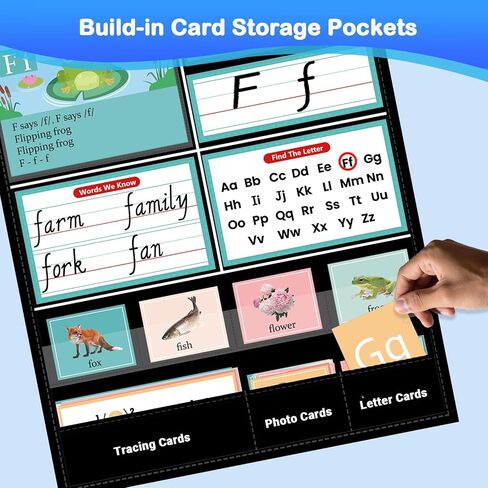 Alphabet Learning Pocket Chart for Classroom, All About Letters Chart with ABC Flash Cards, Letter Tracing Educational Wall Chart, Circle Time Center Kindergarten Preschool Home Decor, (Blue) in Kuwait