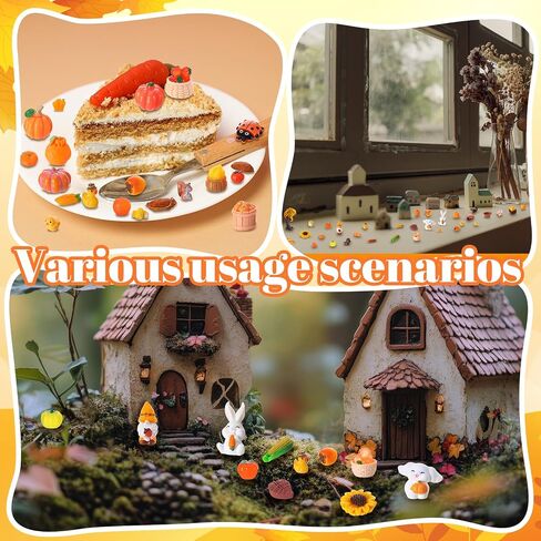 56 Pcs Autumn Mini Resin Figurines Tiny Thanksgiving Day Resin Ducks Mini Animal Statue Suitable for Dollhouse DIY Cake Garden Landscape Aquarium Birthday Party Decoration in Saudi Arabia